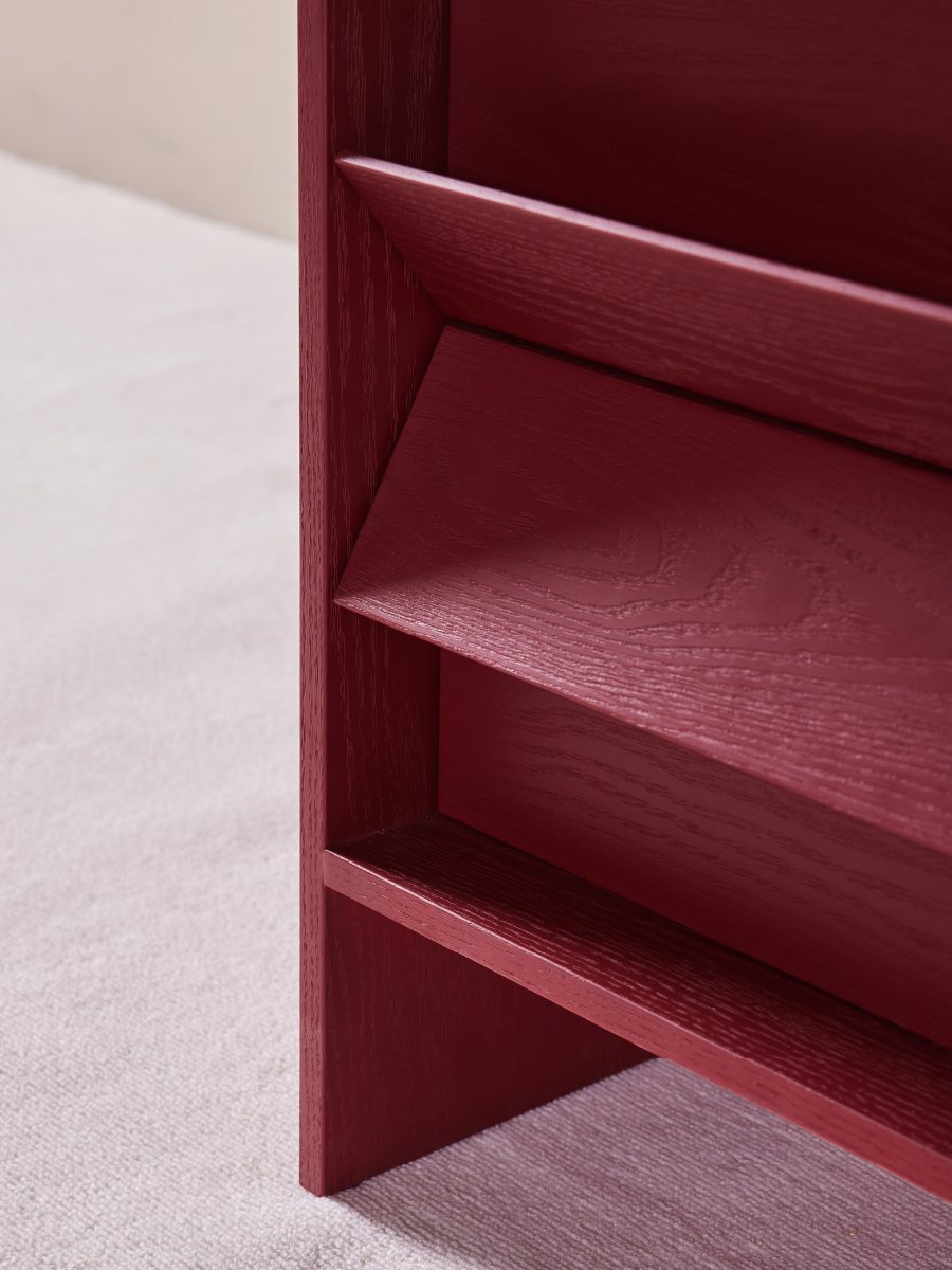 Detail of the Tilt Chest drawer fronts stepping in and out
