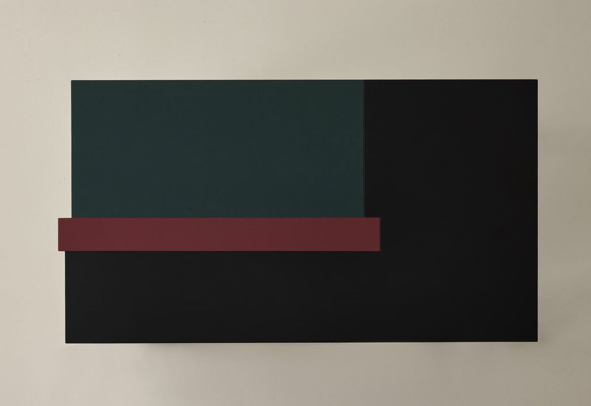 Block Table top with colour-block inlay, from above